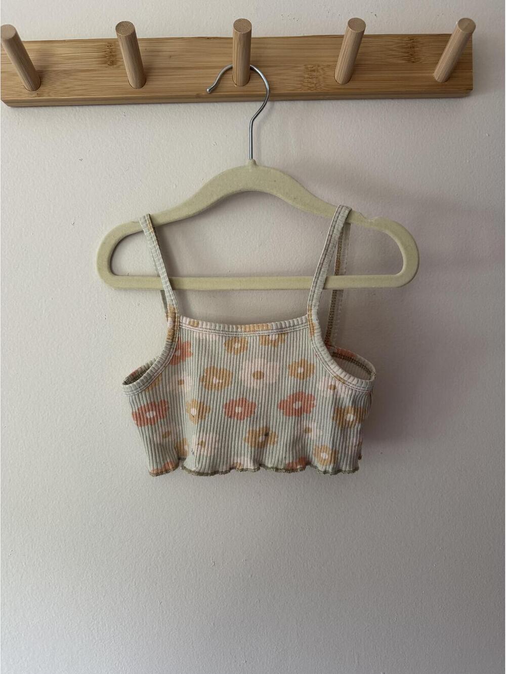 Wild Wawa rib crop top tank blue foral
